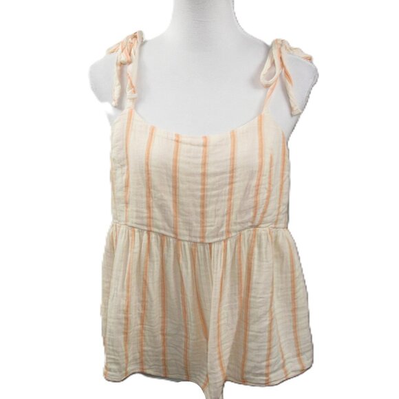 Old Navy Cream/Peach Tie Shoulder Tank Blouse Size Small - Picture 1 of 6